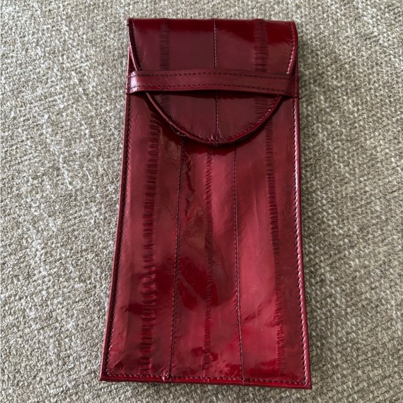 ✨EEL SKIN EYEGLASS CASE Color Red Vintage - Picture 2 of 8